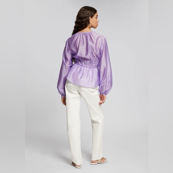 & Other Stories Purple Lightweight Drawstring Long Blouson Sleeve Top Size 10 - Picture 12 of 14